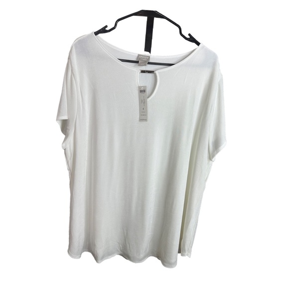 Chico's Tops - NWT Chico’s Travelers White Peephole Hardware Top XXL